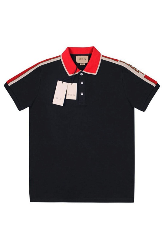 Поло чёрного цвета Gucci Web Stripe