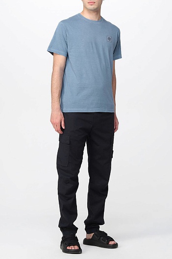 Мужская футболка голубого цвета Stone Island compass badge   