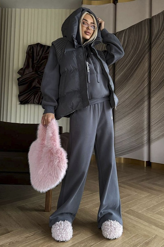 Женский костюм тройка на флисе Max Mara Premium - Grey