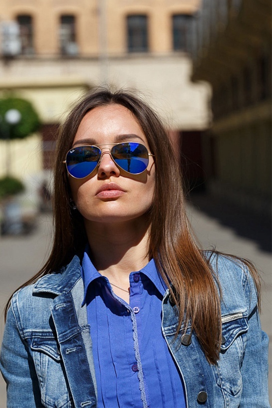 Солнцезащитные очки Ray-Ban Aviator Large Metal - Navy Mirrored