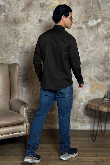 Мужская рубашка Loro Piana logo-embroidered - Black   