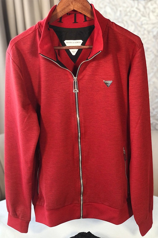 Мужская красная кофта Bottega Veneta logo-plaque