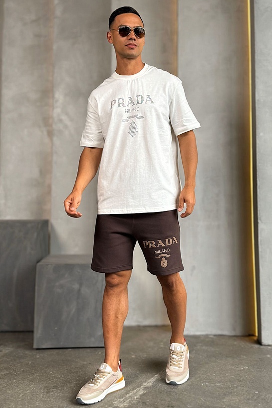 Мужская белая футболка Prada