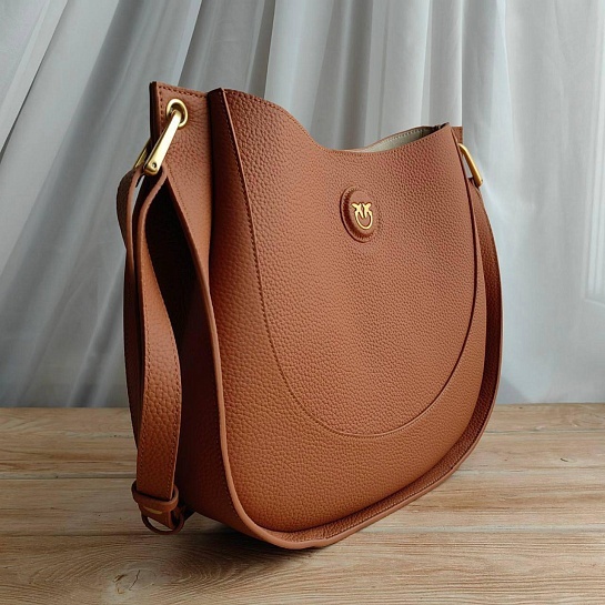 Кожаная сумка через плечо 32x26 см - Brown