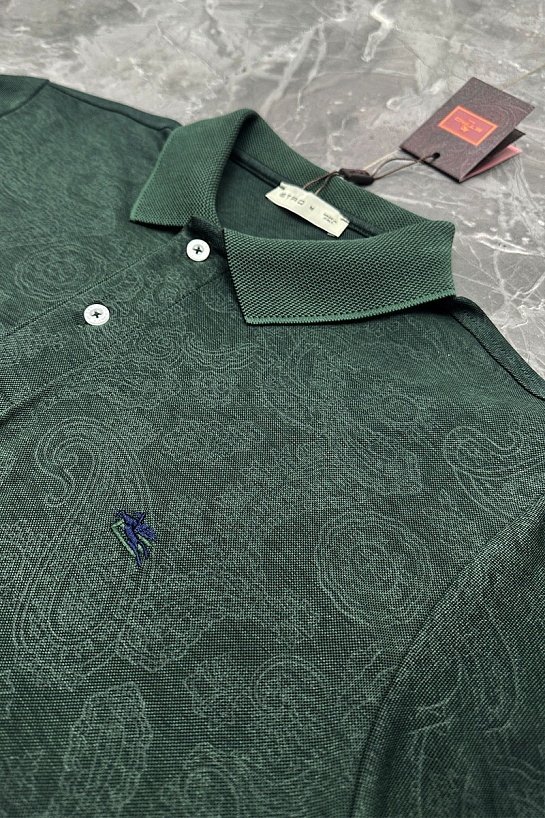 Зелёное поло Etro с узором пейсли