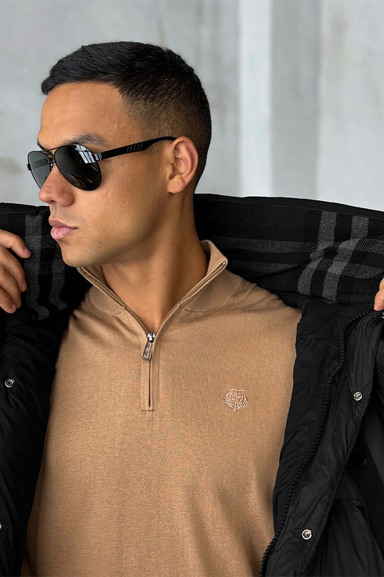 Удлинённый чёрный пуховик Burberry Nylon  logo-patch