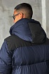 Удлинённый тёмно-синий пуховик Burberry Nylon logo-patch