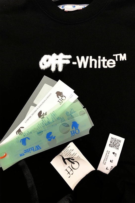 Чёрная оверсайз футболка Off-White Spray Helv Skate