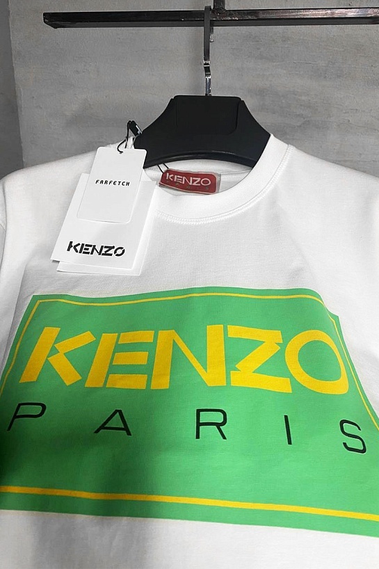 Футболка белого цвета Kenzo Paris logo-print