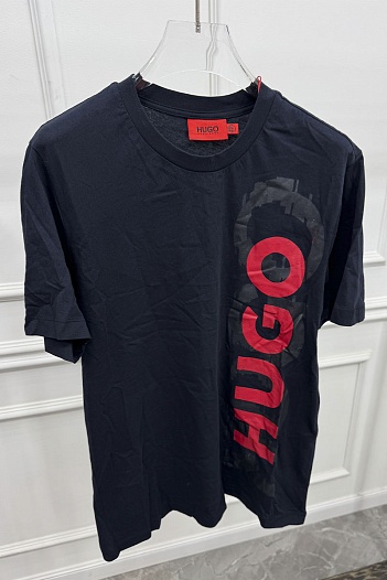 Мужская синяя футболка Hugo Boss logo-print   