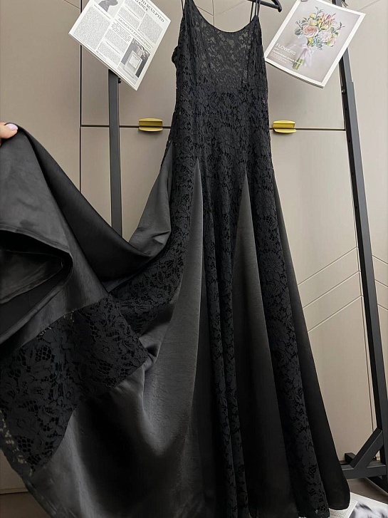 Женское чёрное платье на бретельках Schiaparelli premium