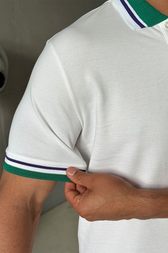 Поло белого цвета Casablanca logo-emblem