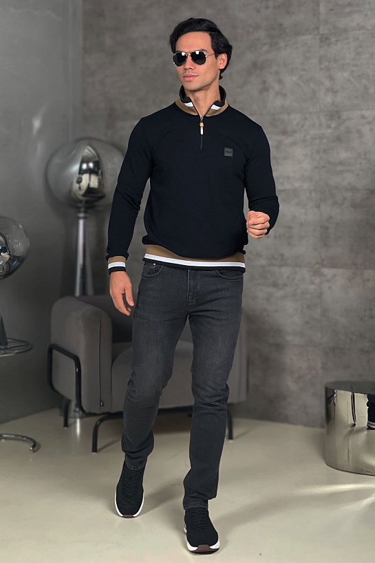 Мужской тёмно-синий джемпер Hugo Boss