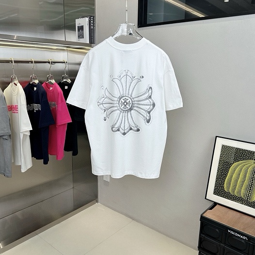 Белая оверсайз футболка Chrome Hearts Premium   
