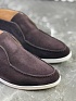 Замшевые лоферы с меховой стелькой Loro Piana Open Walk - Brown