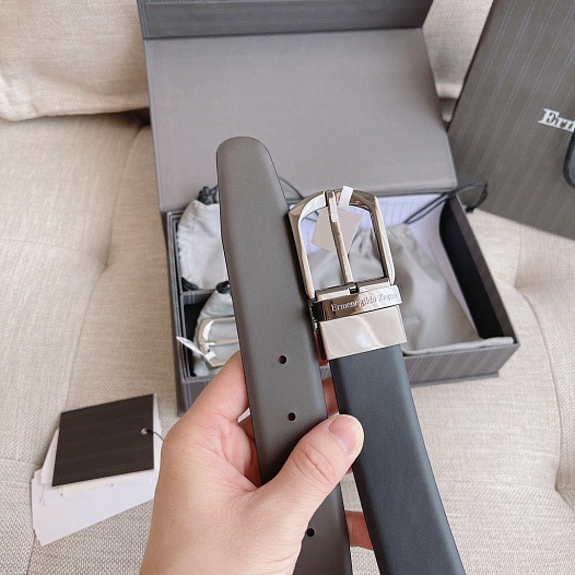 Двусторонний кожаный ремень Zegna Premium (длина 110 см, ширина 3.5 см)   