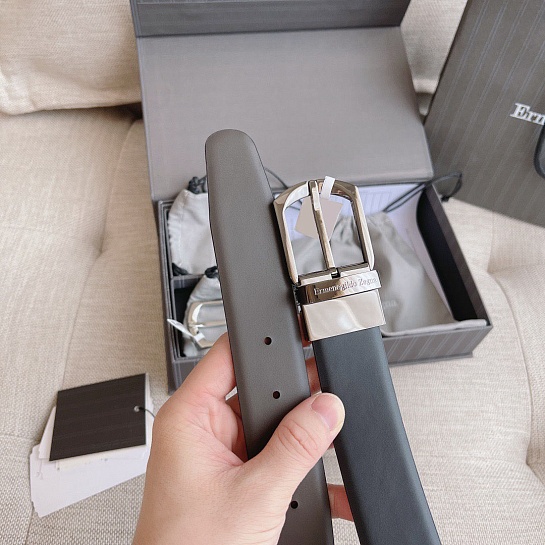 Двусторонний кожаный ремень Zegna Premium (длина 110 см, ширина 3.5 см)