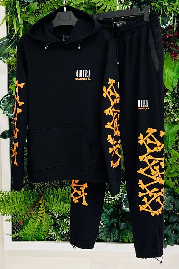 Мужской чёрный костюм Amiri Bones logo-print   