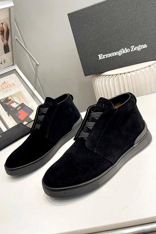 Замшевые кроссовки Zegna Triple Stitch high-top