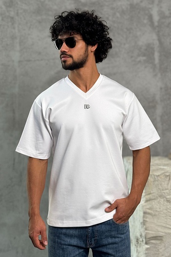 Белая оверсайз футболка Dolce&Gabbana logo-plaque   