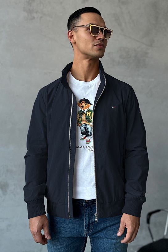 Ветровка тёмно-синего цвета Tommy Hilfiger logo-embroidered