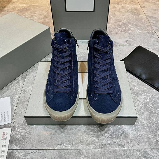 Замшевые кроссовки с мехом Tom Ford high-top - Navy