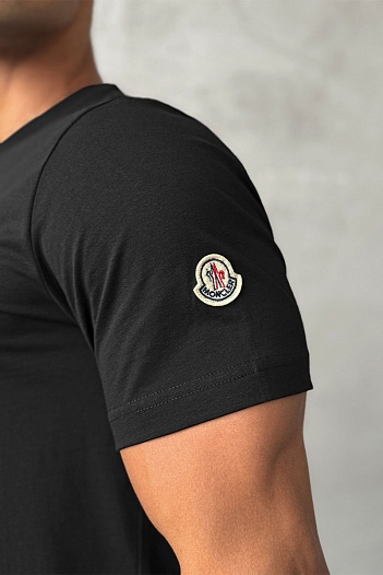 Мужская футболка Moncler logo-patch - Black   
