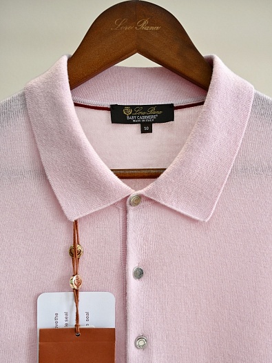 Розовое поло с длинным рукавом Loro Piana premium   
