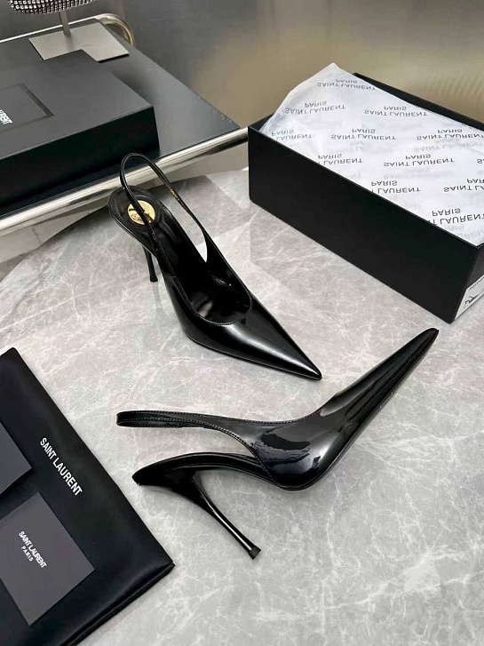 Женские кожаные туфли на каблуке Yves Saint Laurent premium