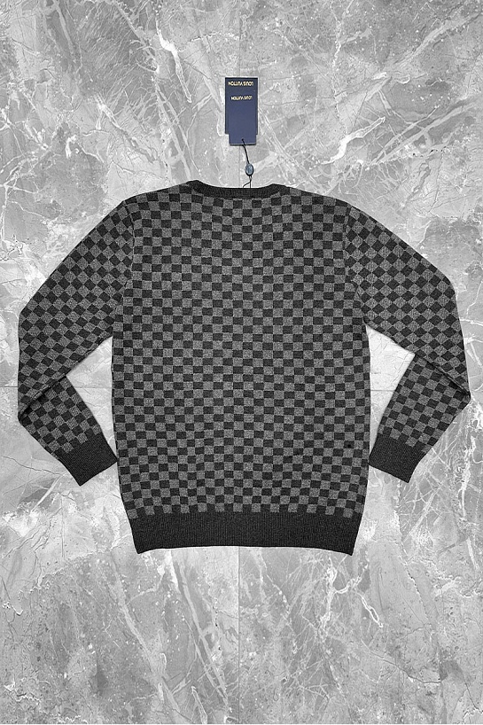 Мужская кофта серого цвета Louis Vuitton Damier embossed logo