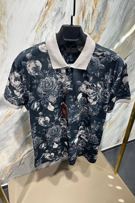 Мужское поло Etro "Floral" - Navy