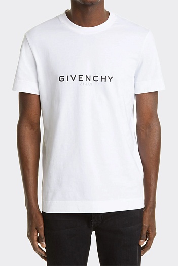 Мужская белая футболка Givenchy mirrored-logo   