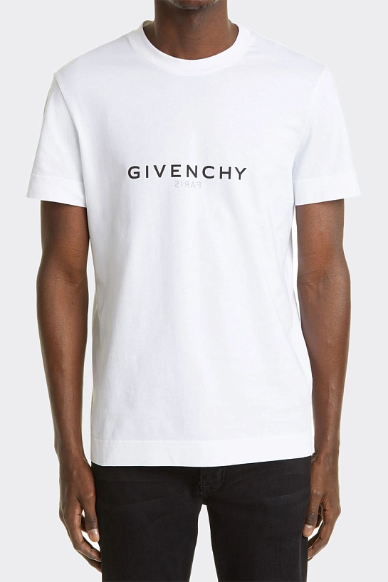 Мужская белая футболка Givenchy mirrored-logo