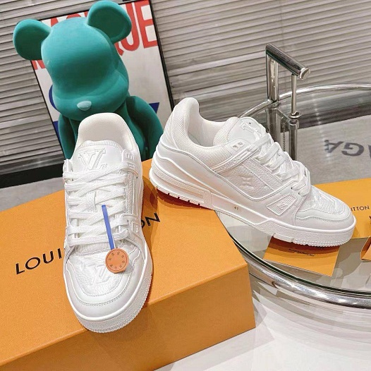 Женские кожаные кроссовки Louis Vuitton Trainer Monogram - White   