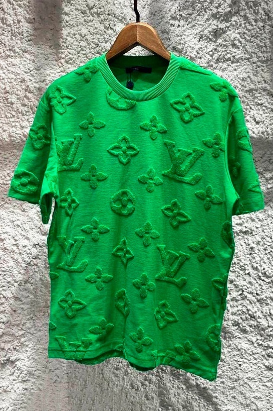Зеленая оверсайз футболка Louis Vuitton Monogram All-over