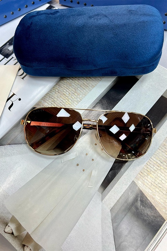 Брендовые солнцезащитные очки авиаторы Gucci