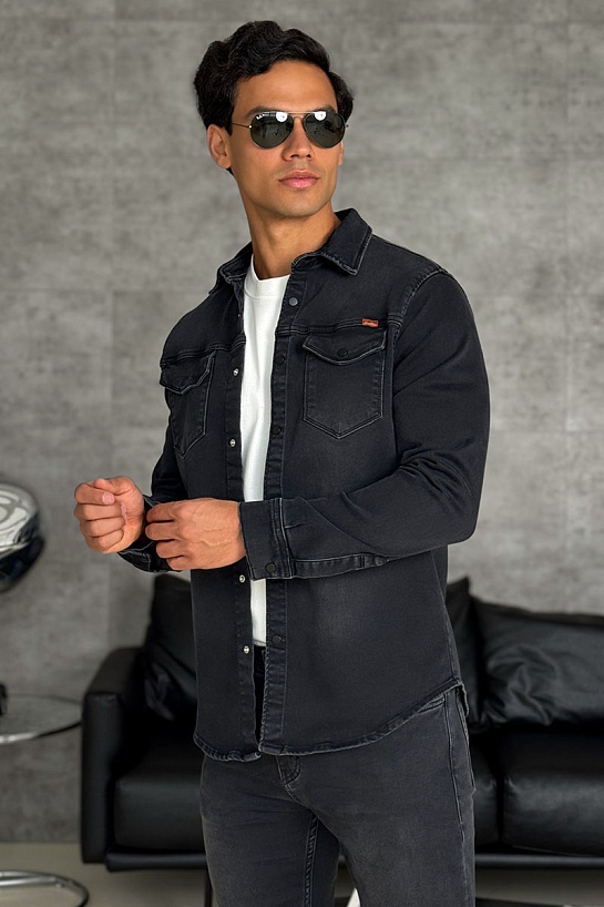 Джинсовая рубашка Loro Piana чёрного цвета