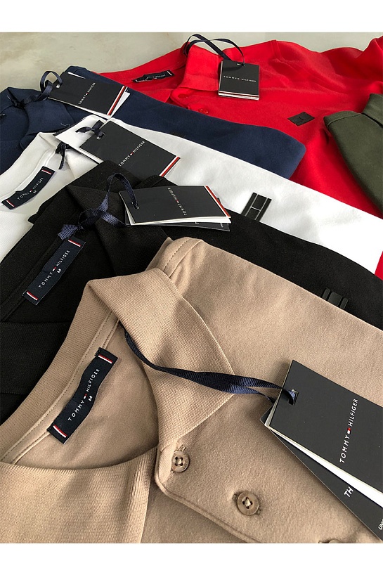 Классическое мужское поло Tommy Hilfiger тёмно-зелёного цвета
