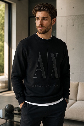 Мужской чёрный свитшот Armani Exchange   
