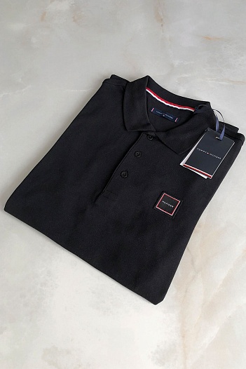 Классическое мужское поло Tommy Hilfiger чёрного цвета   