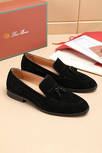 Замшевые лоферы Loro Piana tassel - Black   