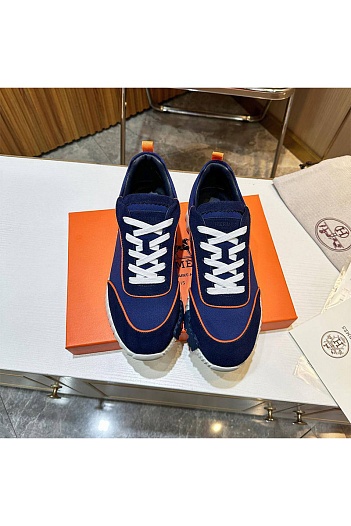 Мужские замшевые кроссовки Hermes Bouncing - Blue   