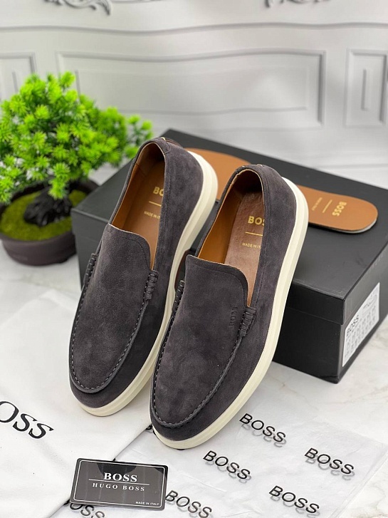 Мужские замшевые лоферы Hugo Boss Randy - Dark Grey