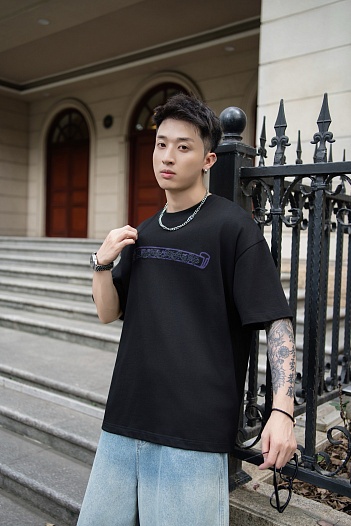 Чёрная оверсайз футболка Chrome Hearts Premium   