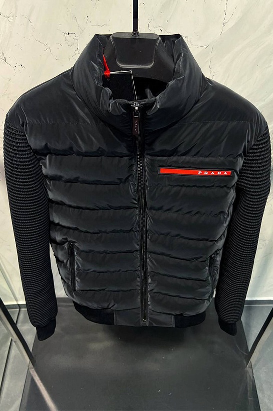 Куртка с вязанными рукавами Prada Linea Rossa - Black
