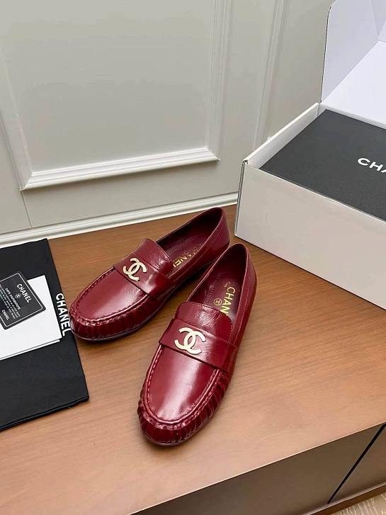 Женские кожаные лоферы Chanel premium