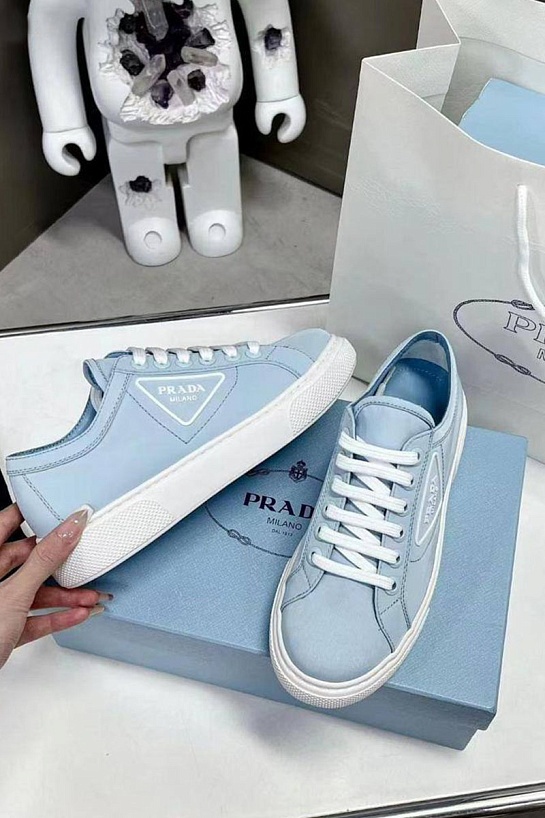 Женские текстильные кроссовки Prada - Blue