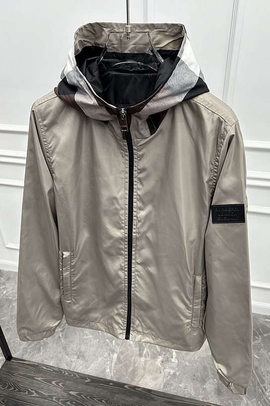Бежевая ветровка Burberry Hooded Check logo-applique