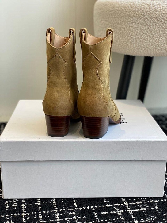 Женские замшевые сапоги Celine premium - Beige