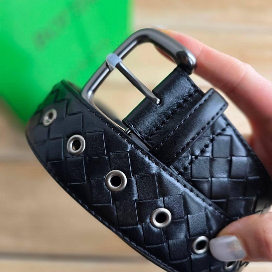 Кожаный чёрный ремень Bottega Veneta - длина 100 / 105 см